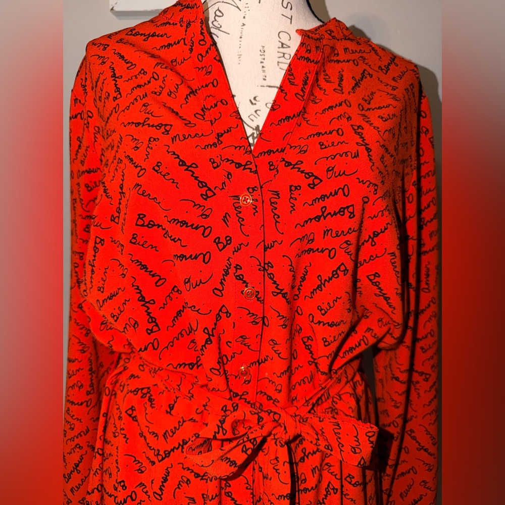 Banana Republic Vibrant Orange Parisian Flair Long Sleeve Dress - Picture 4 of 10